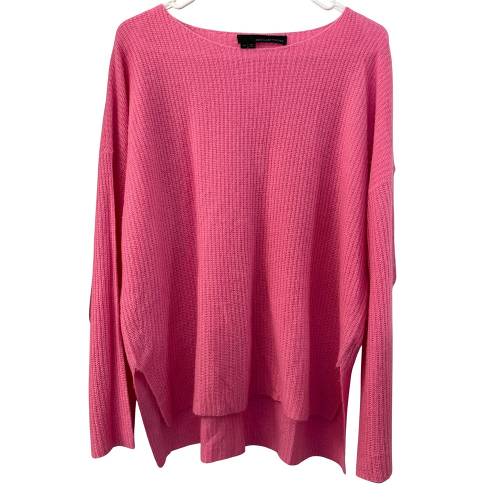 360 Cashmere Womens Hot Pink Ribbed 100% Cashmere Oversized Sweater Size M